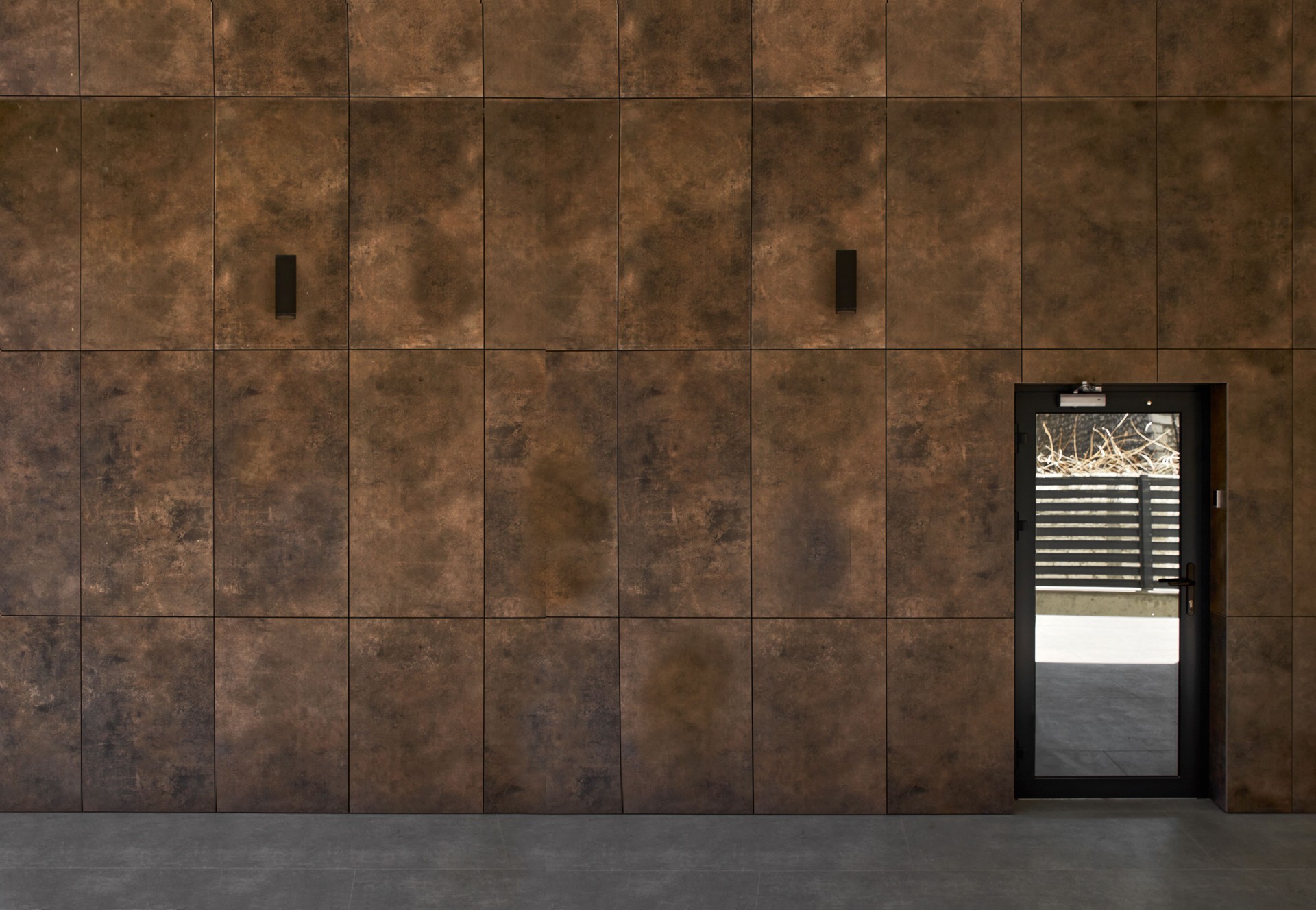 Facade of a modern building with modern doors